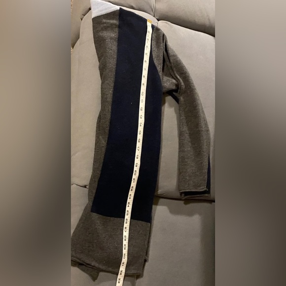 Cashmere Cashmere size XL 100% cashmere blue gray color block open front sweater - Picture 6 of 9